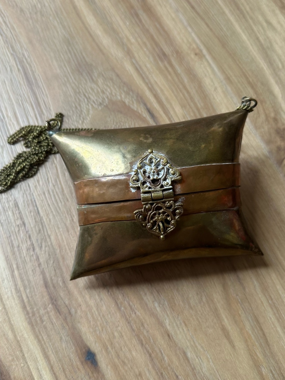 Vintage Brass and Cooper Pillow Clutch Shoulder Bag